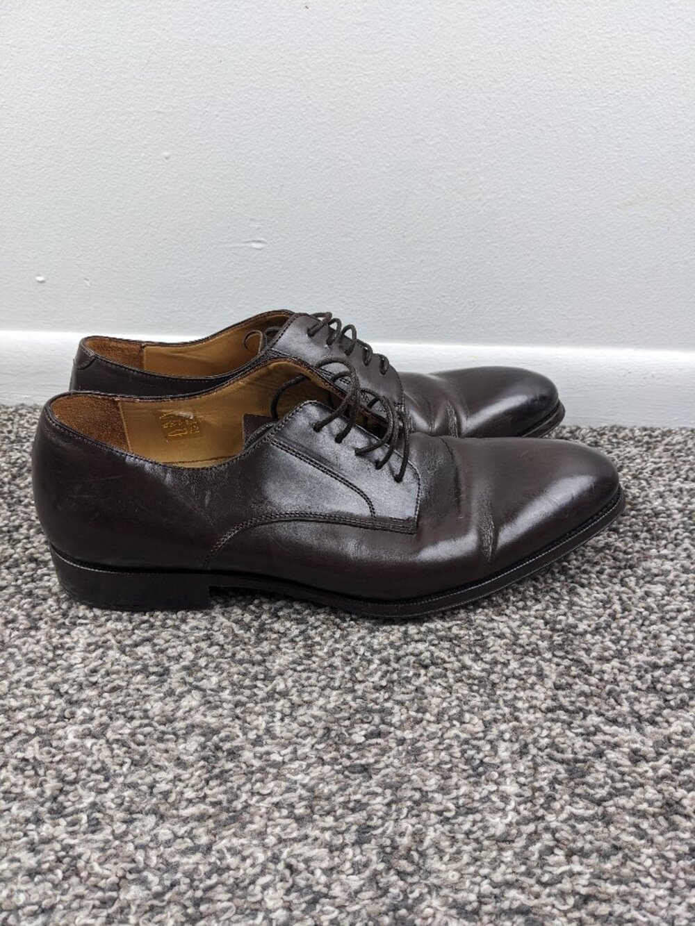 SuitSupply FW1000 Brown Leather Lace Up Round Toe Derby Mens Dress Shoes US 9